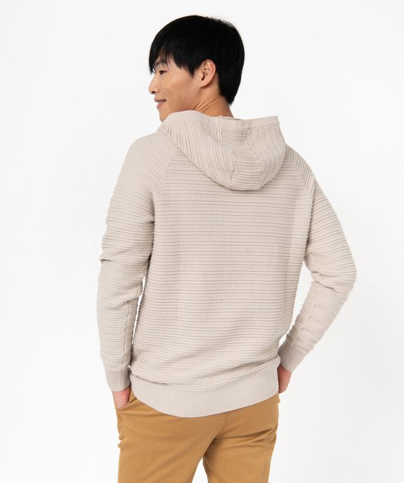 Pull à capuche en maile fantaisie homme vue6 - GEMO 4G HOMME - GEMO