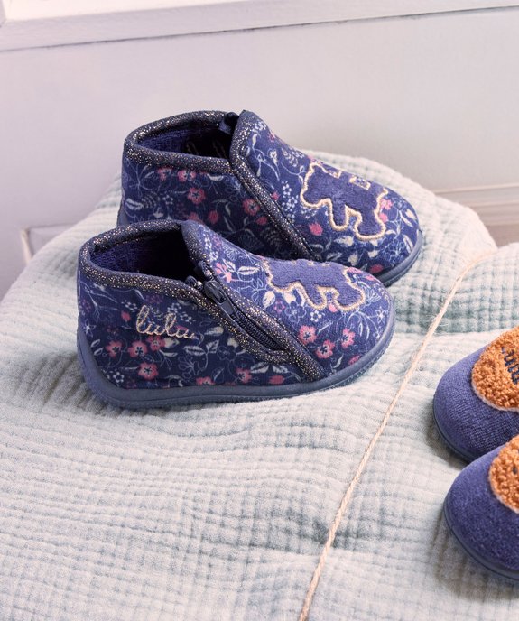 Chaussons bébé fille en velours imprimé fleurs - Lulu Castagnette vue6 - LULU CASTAGNETT - GEMO