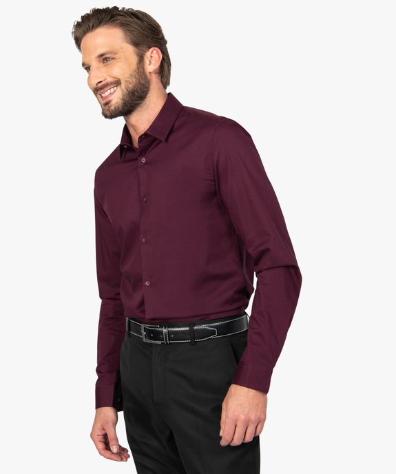 Chemise unie coupe slim en coton stretch homme vue1 - GEMO 4G HOMME - GEMO