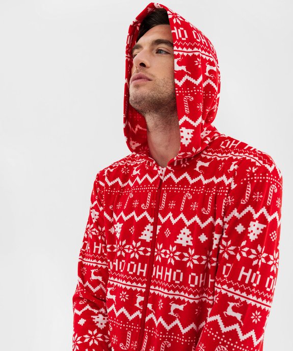 Combinaison pyjama de Noël en velours à capuche et motifs homme vue2 - GEMO(HOMWR HOM) - GEMO