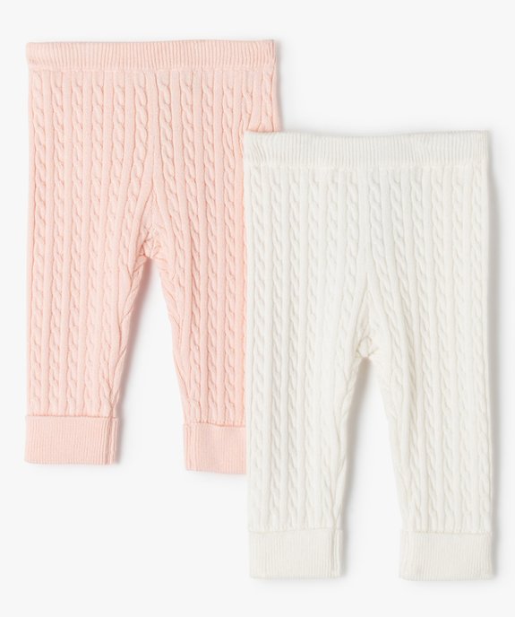 Pantalon bébé en maille torsadée (lot de 2) vue1 - GEMO(BB COUCHE) - GEMO