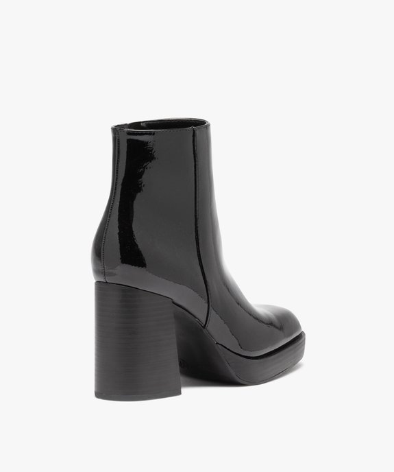 Boots femme vernies à talon haut avec bout carré  vue4 - GEMO(URBAIN) - GEMO