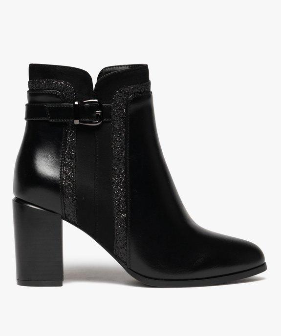 Bottines femme à talon haut avec détails en suédine et à paillettes vue2 - GEMO 4G FEMME - GEMO