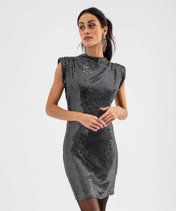 Robe à paillettes avec épaulettes femme vue1 - GEMO(FEMME PAP) - GEMO