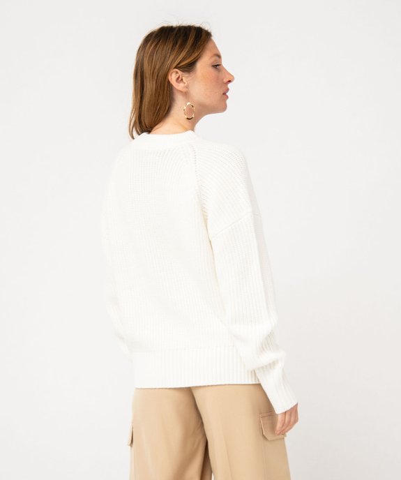 Pull en grosse maille à col rond femme vue3 - GEMO(FEMME PAP) - GEMO