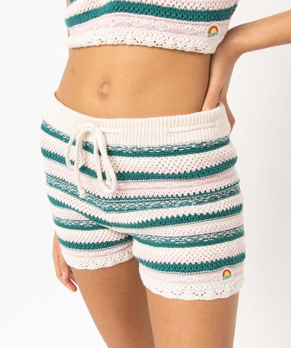 Short en maille crochetée rayée femme - Camps United vue2 - CAMPS UNITED - GEMO