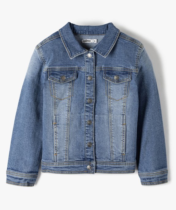 Veste fille en jean extensible vue1 - GEMO (ENFANT) - GEMO