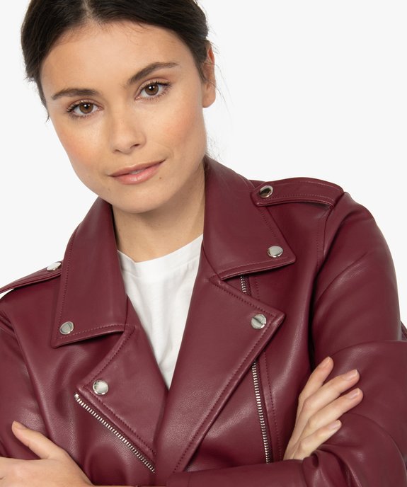 Blouson femme façon perfecto avec zips vue5 - GEMO(FEMME PAP) - GEMO