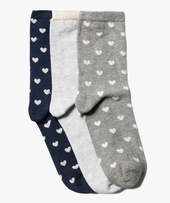 Chaussettes femme tige haute à cœurs et paillettes (lot de 3) vue1 - GEMO(HOMWR FEM) - GEMO