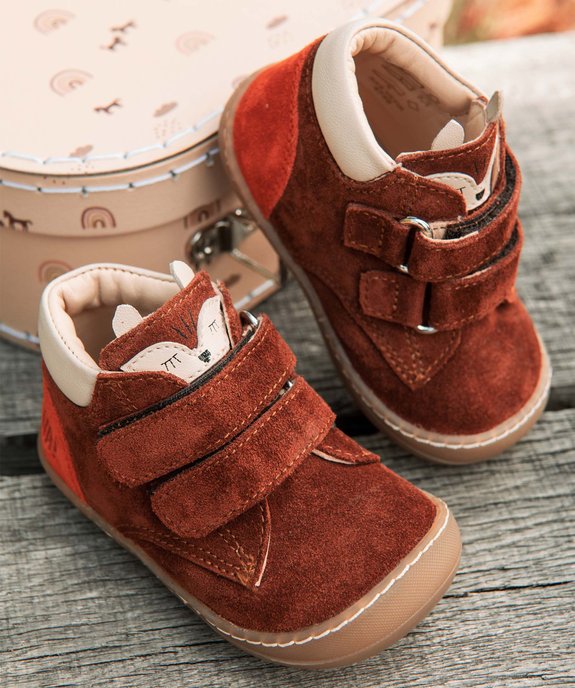 Chaussures premiers pas bébé garçon dessus cuir motif renard – NA! vue1 - NA! - GEMO