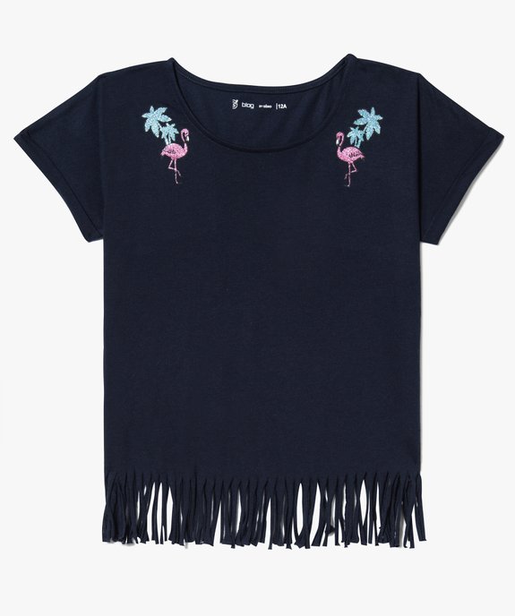 Tee-shirt manches kimono et franges vue1 - GEMO (JUNIOR) - GEMO