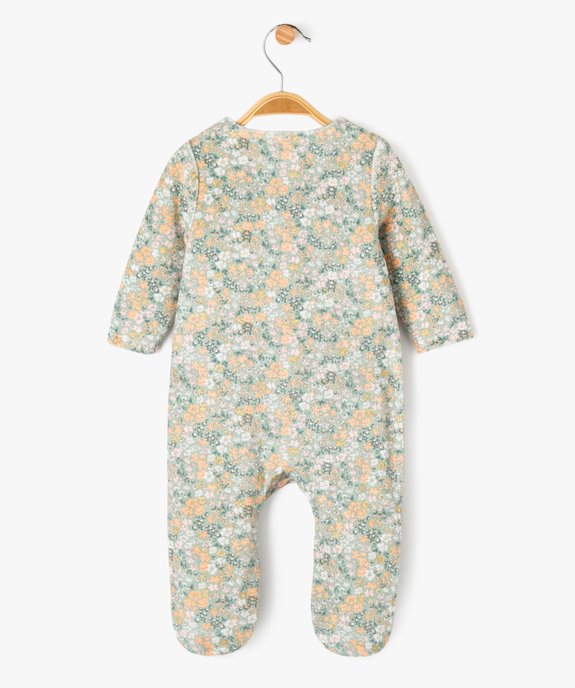 Pyjama en velours à motifs fleuris ouvert devant bébé fille vue4 - GEMO 4G BEBE - GEMO