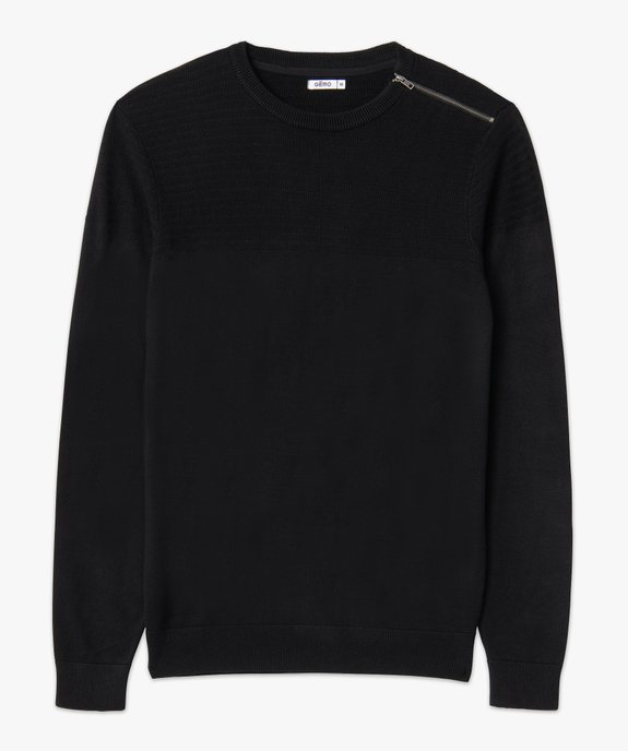 Pull homme à col rond avec zip sur l'épaule vue4 - GEMO (HOMME) - GEMO