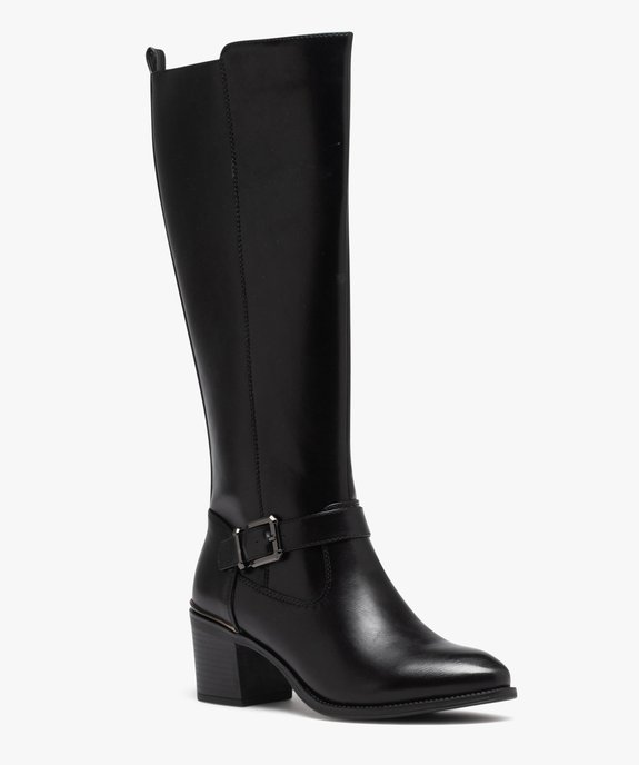 Bottes femme à talon carré dessus uni avec boucle décorative vue2 - GEMO(URBAIN) - GEMO