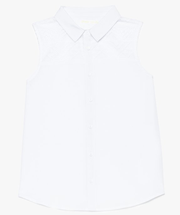 Chemise fille sans manches fluide avec plastron crocheté vue1 - GEMO (JUNIOR) - GEMO