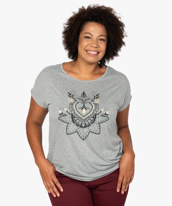 Tee-shirt femme grande taille à manches courtes à motifs vue1 - GEMO (G TAILLE) - GEMO