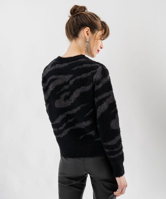 Pull en maille duveteuse bicolore femme vue3 - GEMO(FEMME PAP) - GEMO