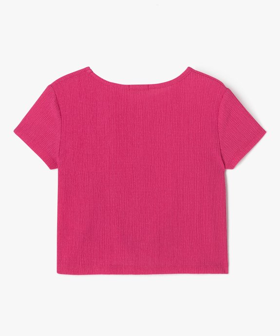 Tee-shirt à manches courtes avec bas noué fille vue3 - GEMO 4G FILLE - GEMO