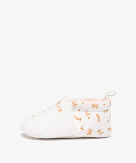 Chaussons de naissance bébé fille en jersey imprimé cœur vue3 - GEMO 4G BEBE - GEMO