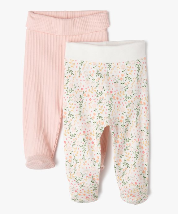 Pantalon à pieds et ceinture élastique en jersey bébé (lot de 2) vue1 - GEMO 4G BEBE - GEMO