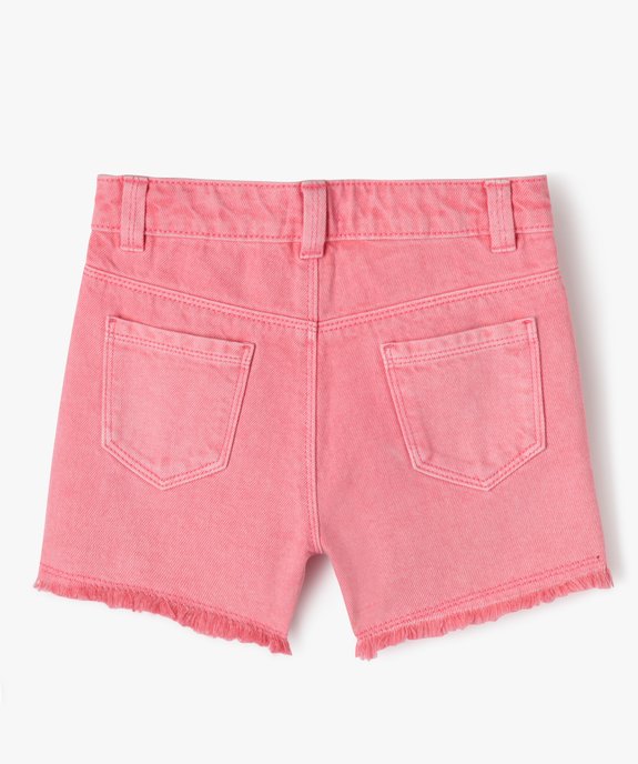 Short en jean délavé à franges fille vue3 - GEMO 4G FILLE - GEMO