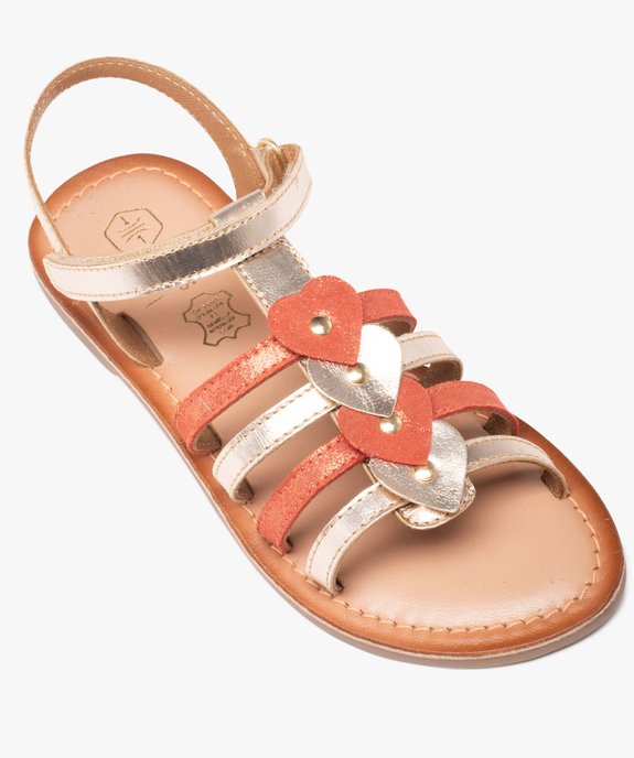 Sandales fille à brides multiples en cuir métallisé vue5 - GEMO (ENFANT) - GEMO