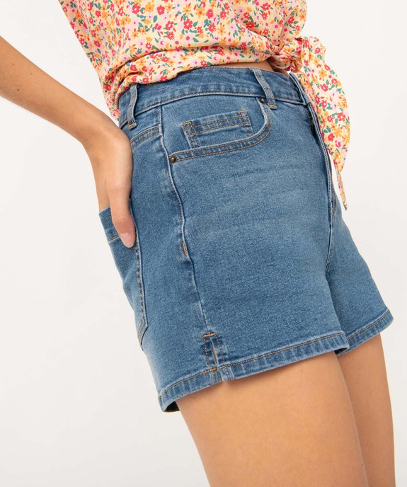 Short en jean coupe large fendu sur les côtés femme vue2 - GEMO 4G FEMME - GEMO