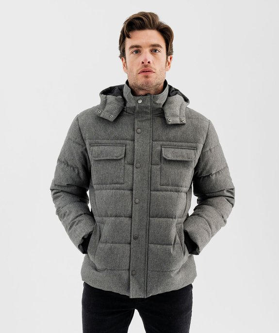 Blouson chiné à capuche amovible homme vue4 - GEMO 4G HOMME - GEMO