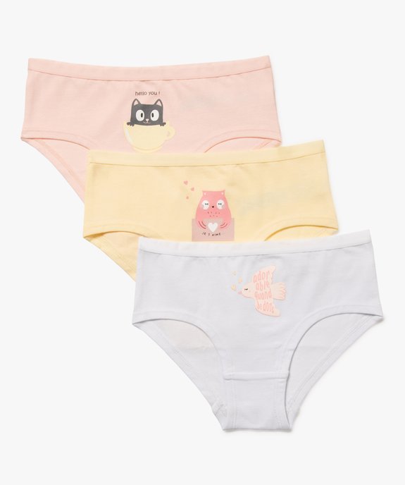 Shorties en coton stretch à motifs animaux fille (lot de 3) vue2 - GEMO 4G FILLE - GEMO