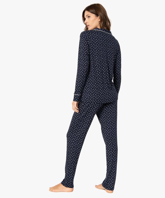 Pyjama deux pièces femme : chemise et pantalon vue3 - GEMO 4G FEMME - GEMO