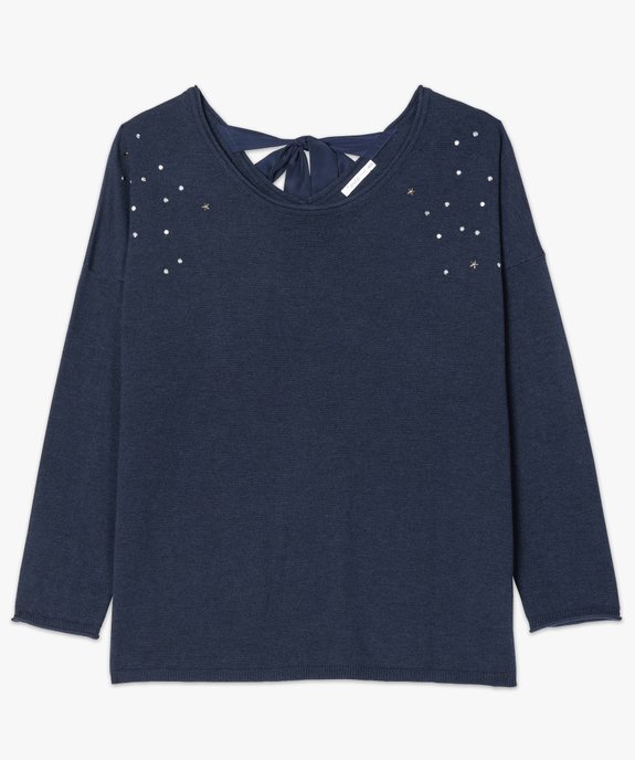 Pull femme ample avec strass et ruban satiné vue4 - GEMO (G TAILLE) - GEMO