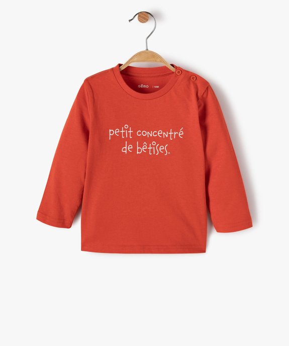 Tee-shirt bébé garçon à manches longues avec message vue1 - GEMO 4G BEBE - GEMO