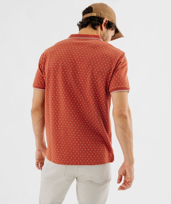 Polo manches courtes en maille piquée à micro-motifs homme vue3 - GEMO (HOMME) - GEMO