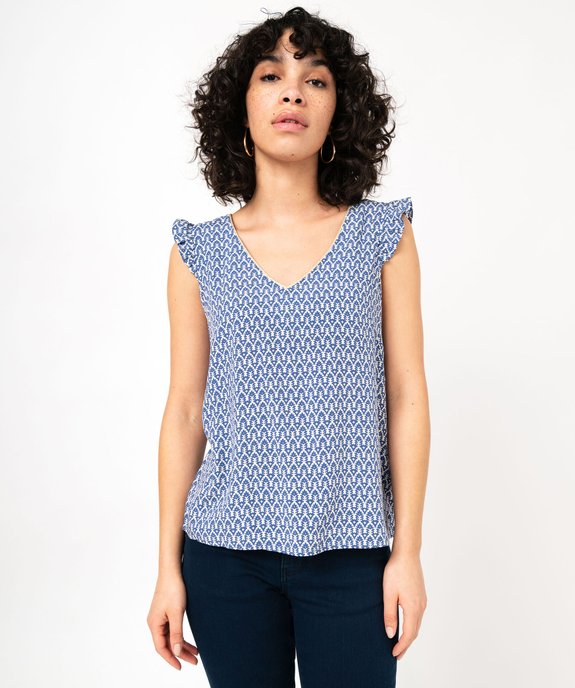 Blouse imprimée avec volants sur les épaules femme vue5 - GEMO 4G FEMME - GEMO