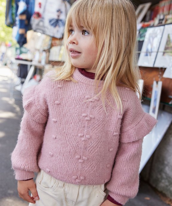 Pull en maille douce avec points en relief et volants bébé fille vue4 - GEMO(BEBE DEBT) - GEMO