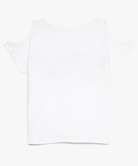 Tee-shirt fille en coton bio avec épaules dénudées vue2 - GEMO 4G FILLE - GEMO