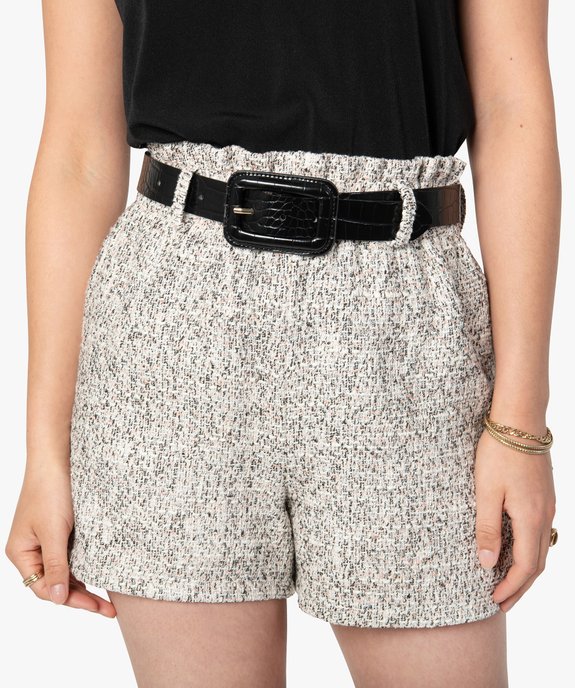 Short femme en maille aspect tweed avec fil pailleté vue2 - GEMO(FEMME PAP) - GEMO