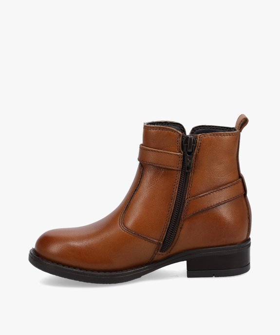 Boots fille unies style cavalière dessus cuir - Tanéo vue3 - TANEO - GEMO