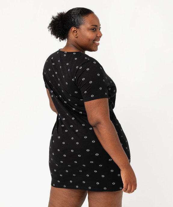 Chemise de nuit à manches courtes avec motifs femme grande taille vue3 - GEMO 4G FEMME - GEMO