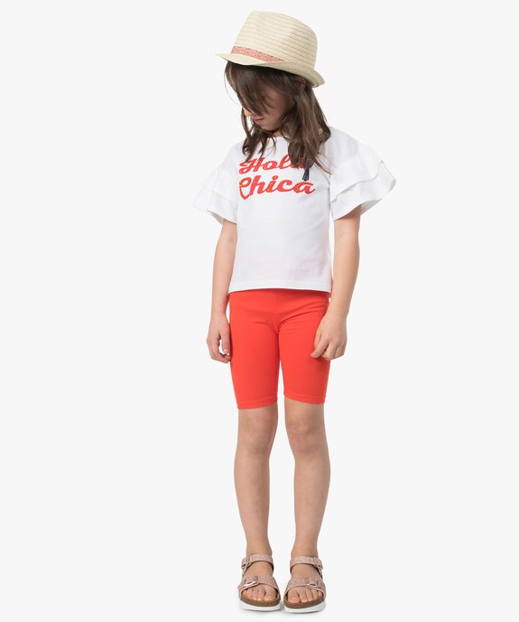 Cycliste fille en coton stretch uni et taille élastiquée vue4 - GEMO (ENFANT) - GEMO