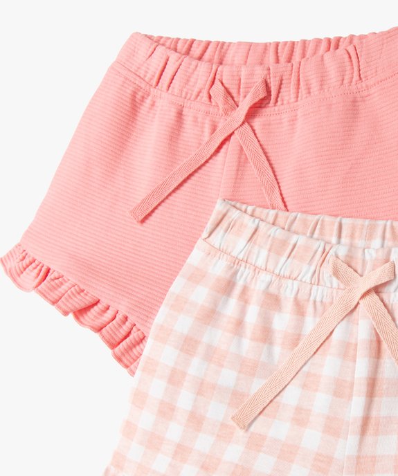 Short en coton avec volants bébé fille (lot de 2) vue2 - GEMO(BEBE DEBT) - GEMO