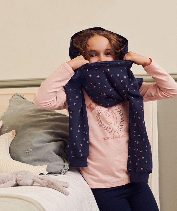 Sweat à capuche avec encolure élastiquée fille vue3 - GEMO (ENFANT) - GEMO