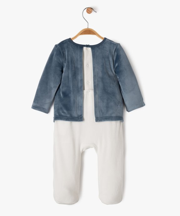 Pyjama en velours effet 2 en 1 avec motif ours bébé garçon vue3 - GEMO(BB COUCHE) - GEMO