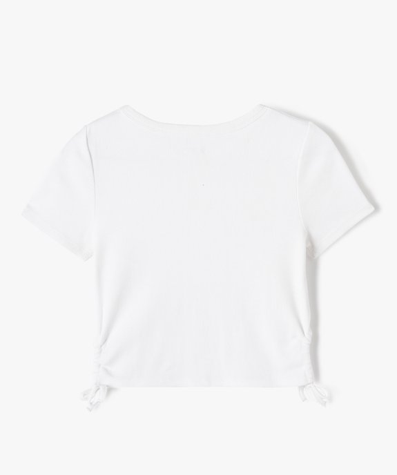 Tee-shirt fille à manches courtes avec liens sur les côtés vue3 - GEMO (JUNIOR) - GEMO