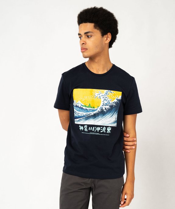 Tee-shirt manches courtes imprimé vague d'Hokusai homme - aoph London vue1 - APOH-HOKUSAI - GEMO