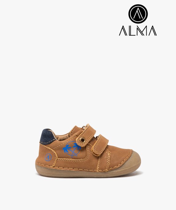 Chaussures premiers pas en cuir souple à double scratch bébé garçon - Alma vue1 - ALMA - GEMO