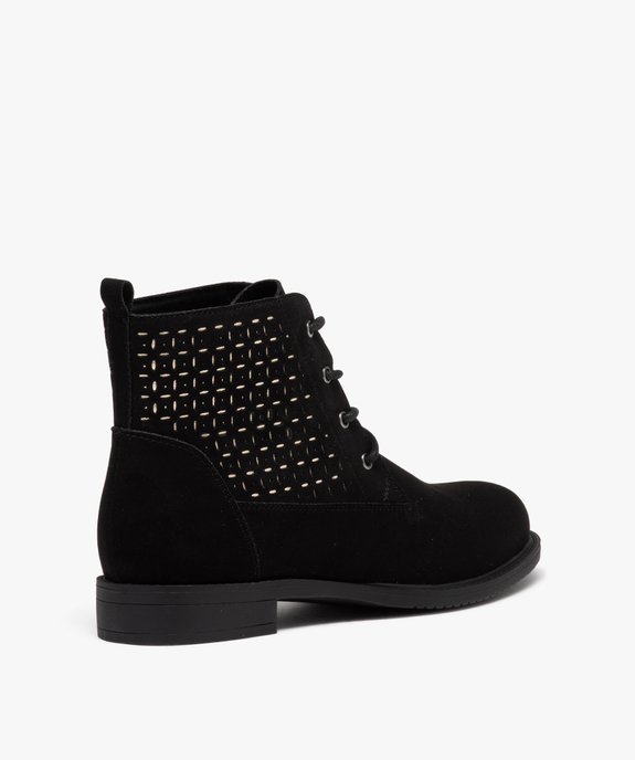 Boots lacées en suédine à détails dorés femme vue4 - GEMO (CASUAL) - GEMO