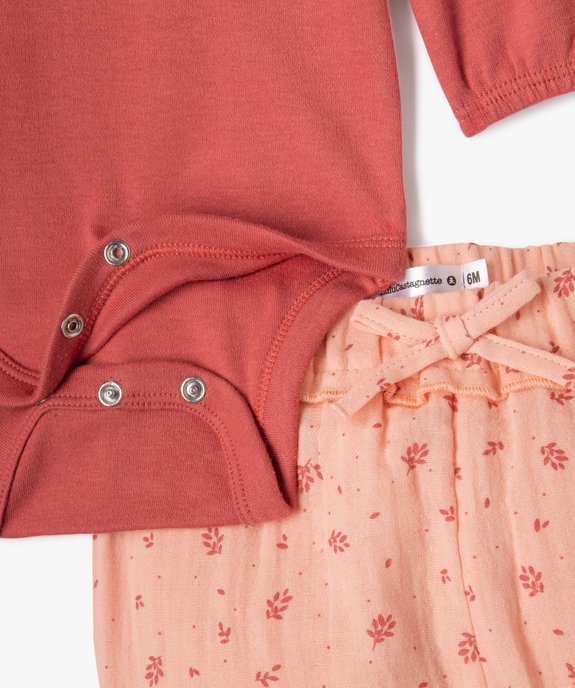 Ensemble 2 pièces bébé fille body et pantalon - LuluCastagnette vue2 - LULUCASTAGNETTE - GEMO