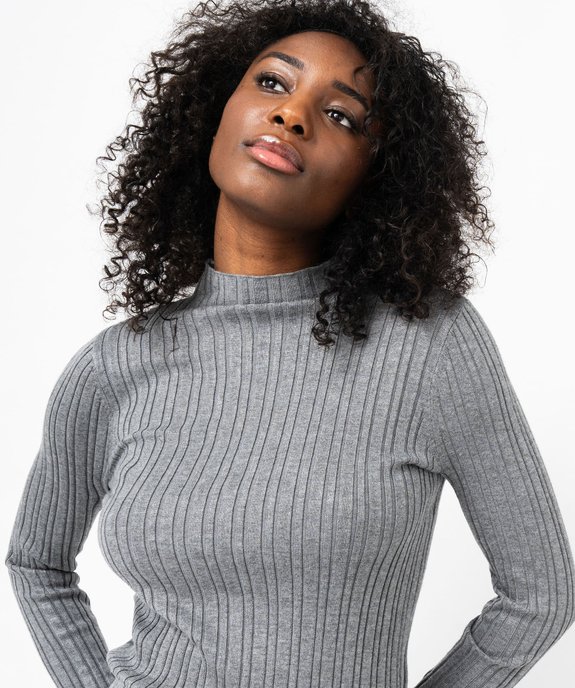 Pull en maille côtelée à col montant femme vue2 - GEMO 4G FEMME - GEMO