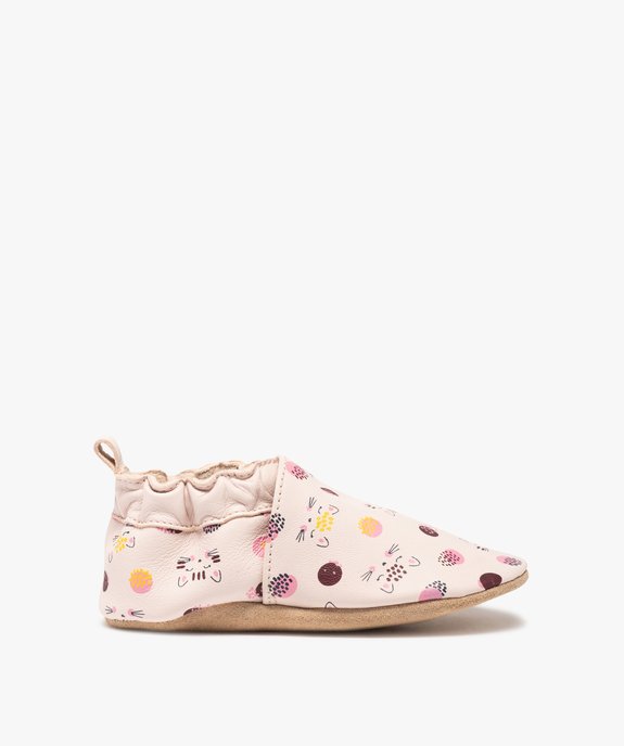 Chaussons bébé fille en cuir imprimé à col élastiqué vue1 - GEMO (ENFANT) - GEMO